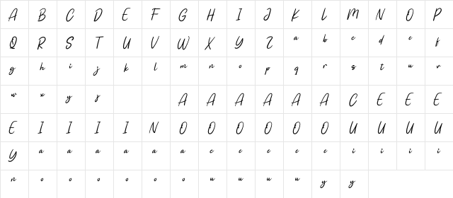 Lovely Baby Personal Use  glyph index