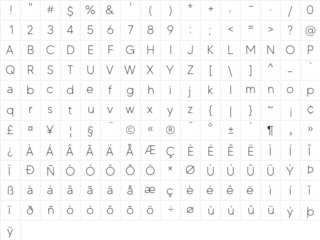 MADE TOMMY Thin  glyph index