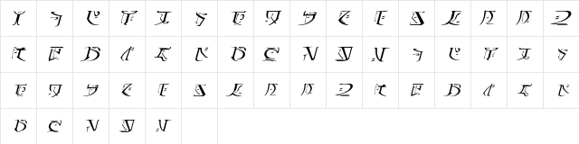 Falmer Italic  glyph index