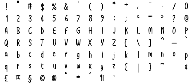 Autumn Happiness Regular  glyph index