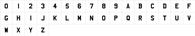UKNumberPlate Regular  glyph index