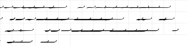 MetroScript Tails Regular  glyph index