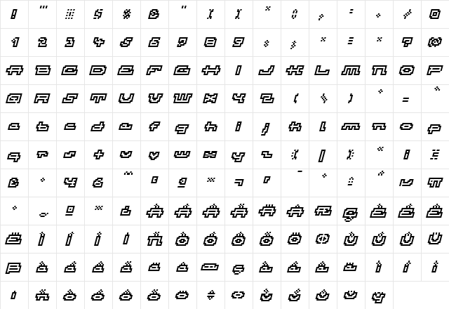 Atomic OutlineItalic  glyph index