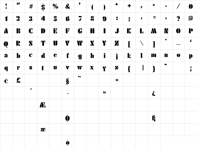Sharp 5 Regular  glyph index