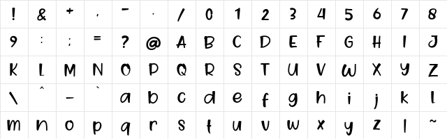 Goo Easter Regular  glyph index