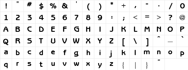 Acrylic Regular  glyph index
