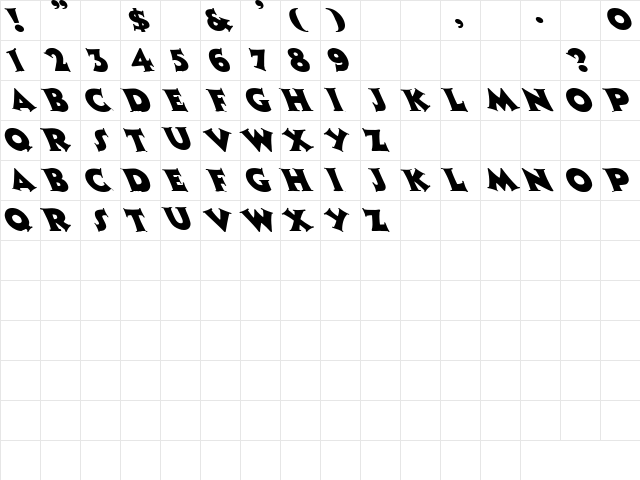 Mr. Niceguy 6 Regular  glyph index