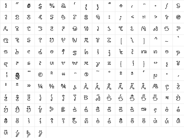 LTVision Medium  glyph index