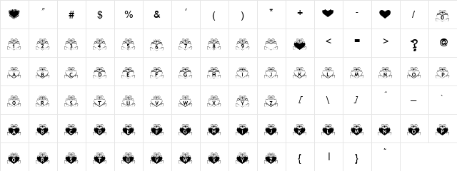 Hearty Puppy Regular  glyph index