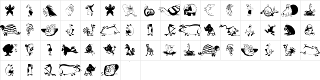 AnimalComedians Regular  glyph index