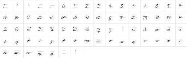 Life-Lessons Regular  glyph index