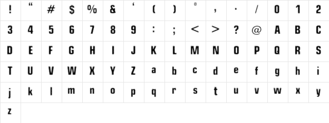 Follow Glass Regular  glyph index