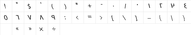 GE SS Three Italic  glyph index