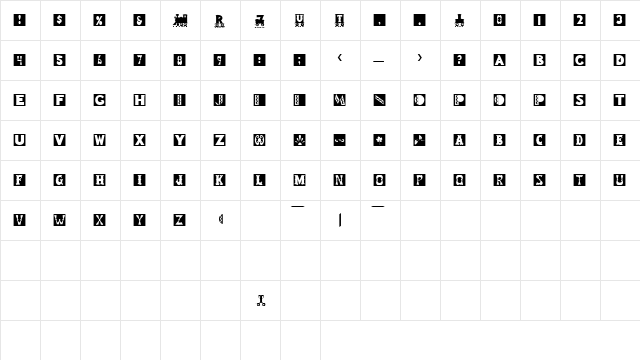 SnakeOilSSK Regular  glyph index