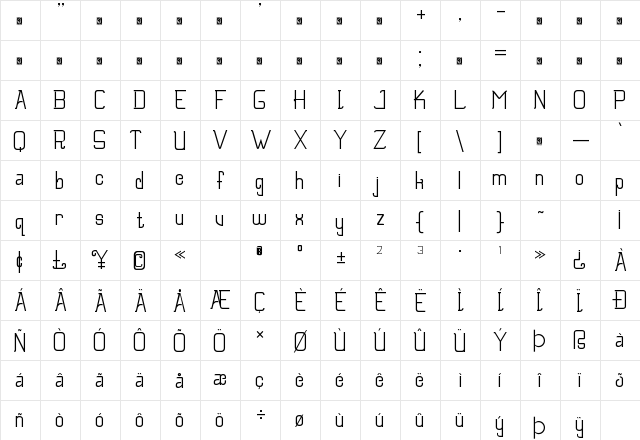 Florita Regular  glyph index