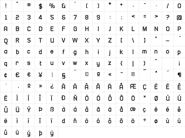 Camo SansHeavy Regular  glyph index