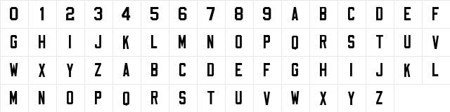 Varsity Block D Regular  glyph index