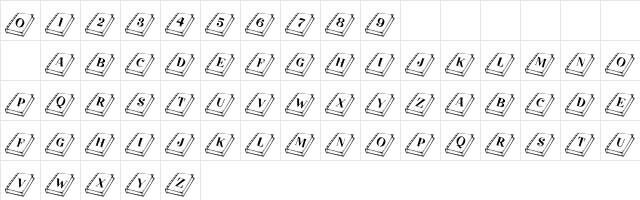 101! Book of Shadows Regular  glyph index