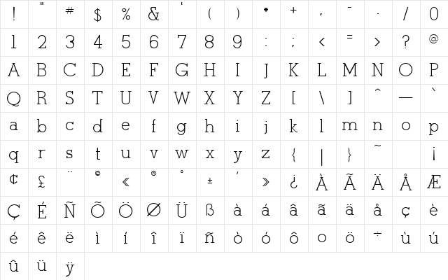 RSStymie Medium  glyph index