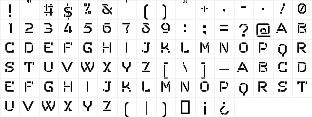Odessa Regular  glyph index
