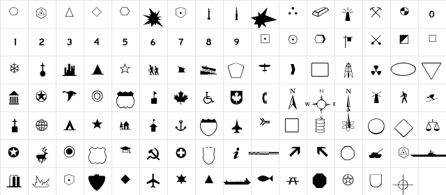 Mapmaker Thin Regular  glyph index