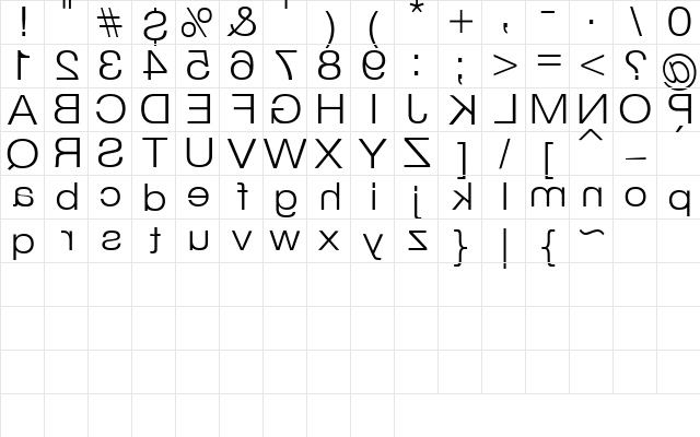 Strait Kcab Normal  glyph index