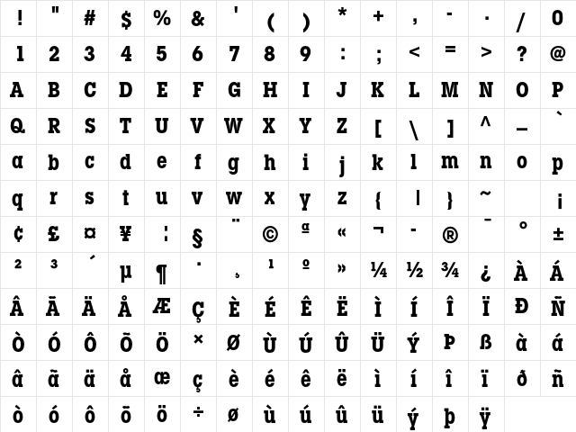 ITC Lubalin Graph Std Bold Condensed  glyph index