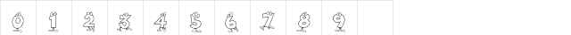 KR Toon Numbers Regular  glyph index