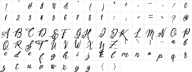 Masyieta Regular  glyph index