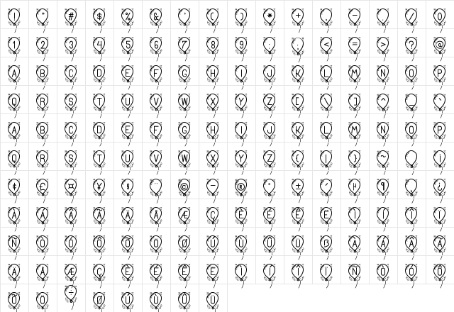 Happy Balloon St PERSONAL USE Regular  glyph index