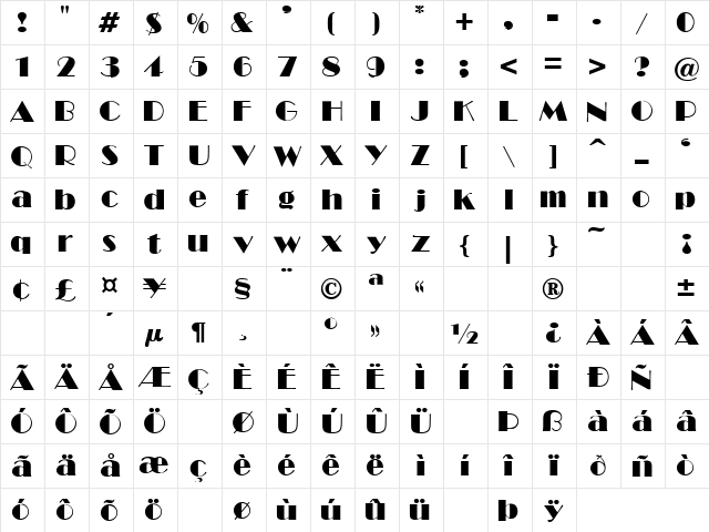 Little Wing 2 Regular  glyph index