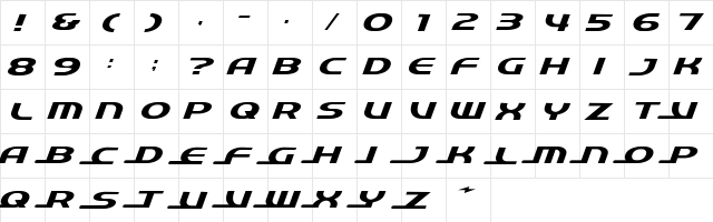 QuickExpress Regular  glyph index