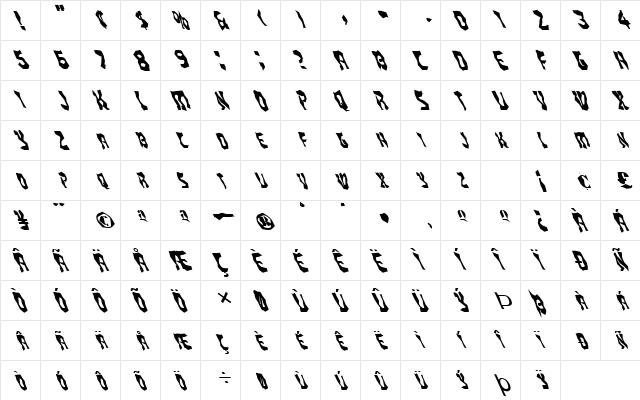 FZ WACKY 20 LEFTY Normal  glyph index