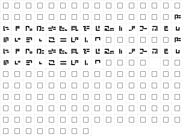 Modern Iaconic Regular  glyph index
