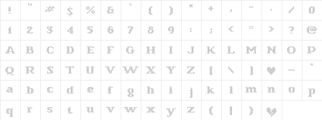 Starry Stitch Regular  glyph index