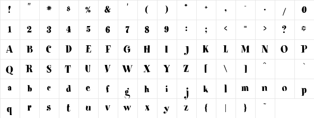 meathead regular  glyph index
