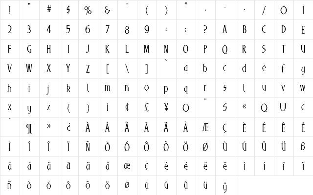 Luther Fonts  glyph index
