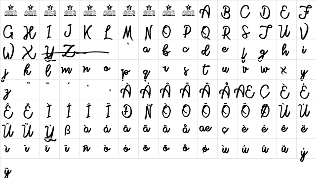 Magical Waste Personal Use Regular  glyph index