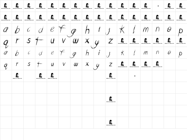 Messing About Regular  glyph index