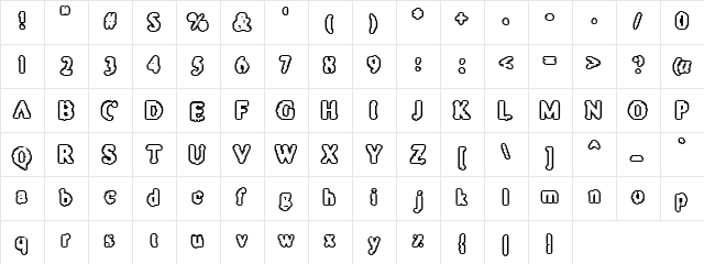 Pirated Font Regular  glyph index