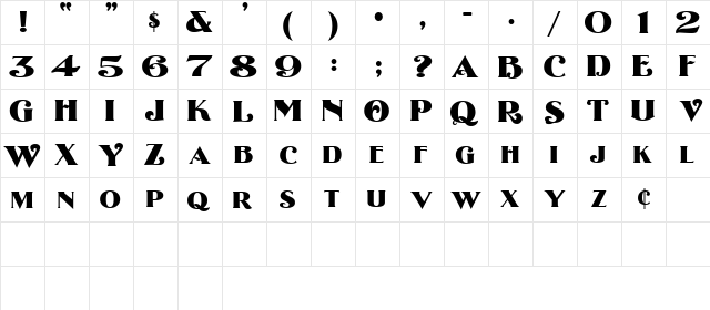 2 Deco Roman DNA Regular  glyph index