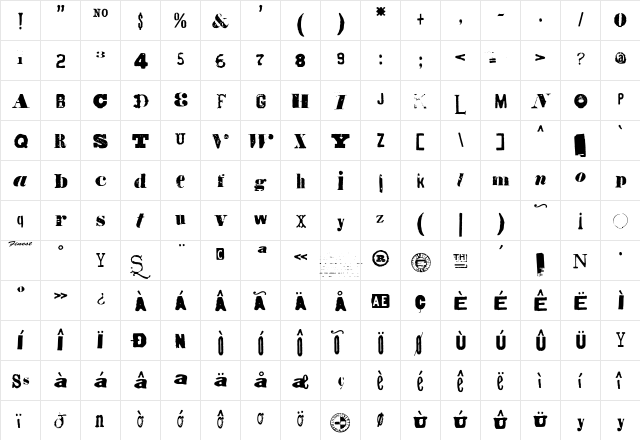 Octopus Regular  glyph index