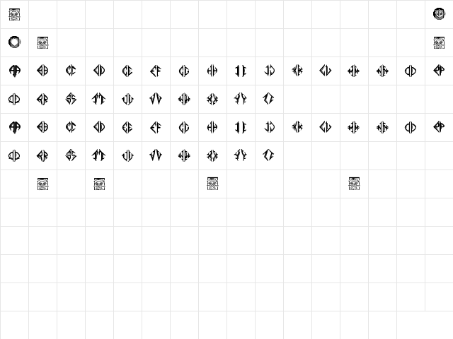 Mediogramo Regular  glyph index