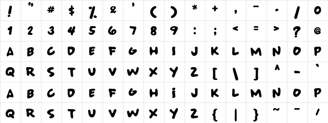 SUPER BAD FONT Regular  glyph index