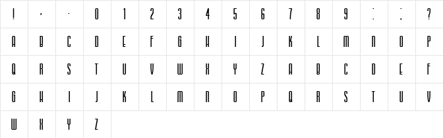 Electricity City Regular  glyph index