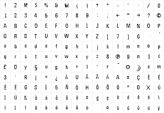 Gagamond Medium  glyph index