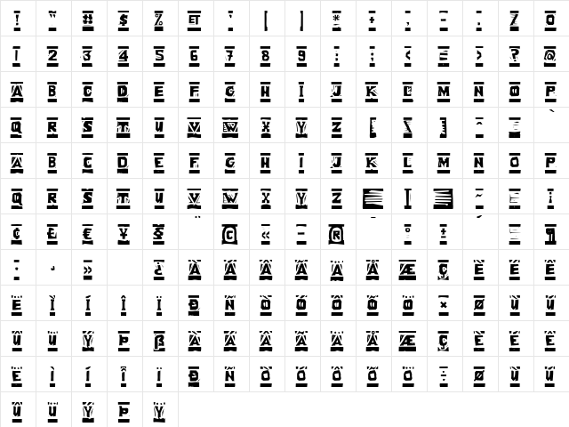 P22 Woodcut Regular  glyph index