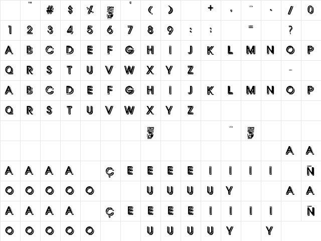 Gameboard Regular  glyph index