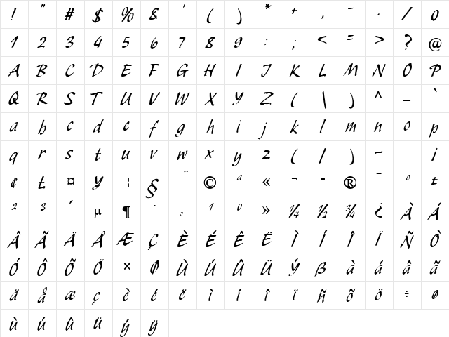 Espresio Becker Normal  glyph index