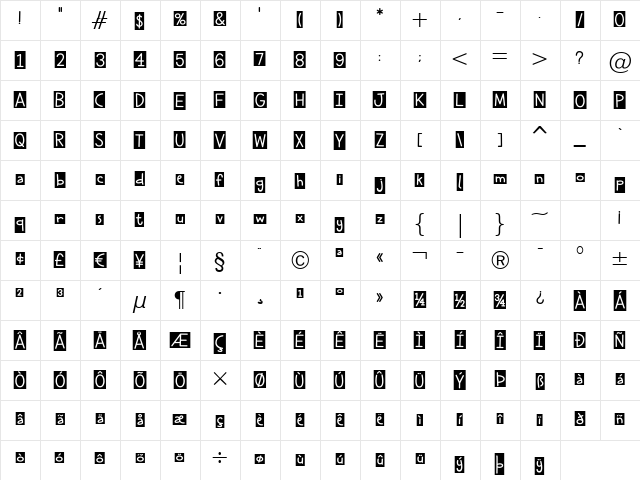 Cheddar Salad BTN Cameo SqRev Regular  glyph index